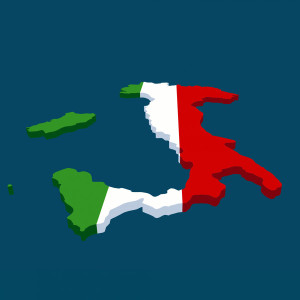 Italian Flag in the Shape of Italy